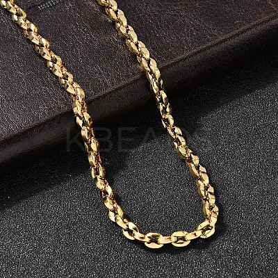 4.5MM 304 Stainless Steel Coffee Bean Link Chain Necklaces for Women NJEW-B134-06B-G-1