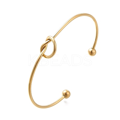 Ion Plating(IP) 304 Stainless Steel Knot Cuff Bangles for Women BJEW-M233-04G-1