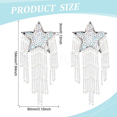 Glass Beaded Tassel Sew on Star Patches PATC-FG0001-73-1