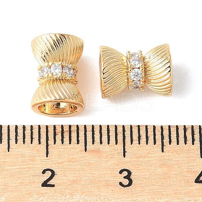 Brass Micro Pave Clear Cubic Zirconia Beads KK-A253-12G-1