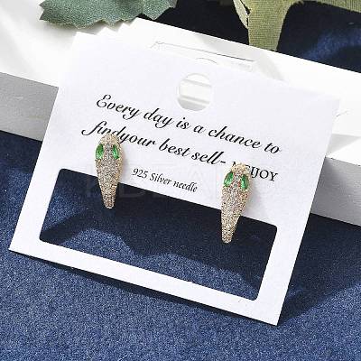 Brass Cubic Zirconia Hoop Earrings EJEW-D301-05G-02-1