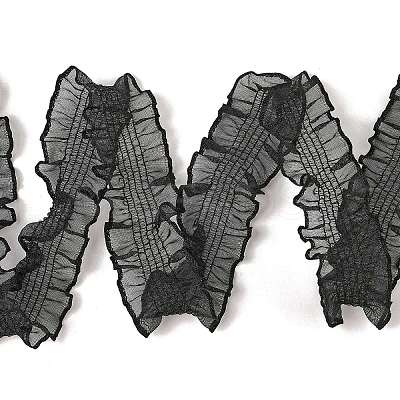 20 Yards Polyester Pleated Elastic Lace Trim SRIB-M015-01D-1