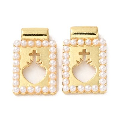 Rack Plating Brass & Acrylic Pearl Pendants KK-G488-05A-G-1