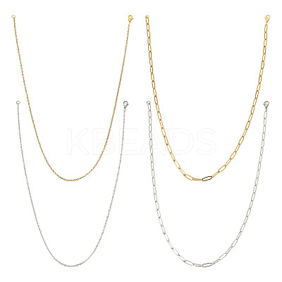 16Pcs 4 Style 304 Stainless Steel Chain Necklaces NJEW-TAC0026-1