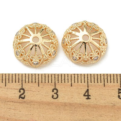 Rack Plating Brass Micro Pave Clear Cubic Zirconia Bead Caps KK-K386-13G-01-1
