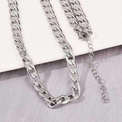 6MM 304 Stainless Steel Cuban Link Chain Necklaces for Women NJEW-G177-01P-1
