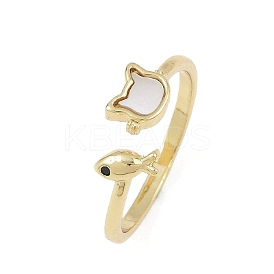 Brass Micro Pave Cubic Zirconia Open Cuff Rings for Women RJEW-K308-01A-G-1