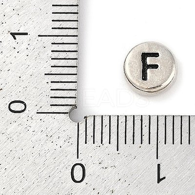 925 Sterling Silver Flat Round with Letter Beads LS-STER-G044-01AS-F-1