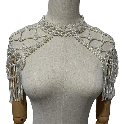 Plastic Imitation Pearl Round Beaded Tassel Bridal Shoulder Arm Chains FS-WGD7178-01-1