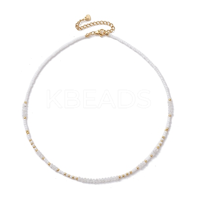 Bohemian Style Natural Rainbow Moonstone Beaded Necklaces NJEW-JN04658-01-1