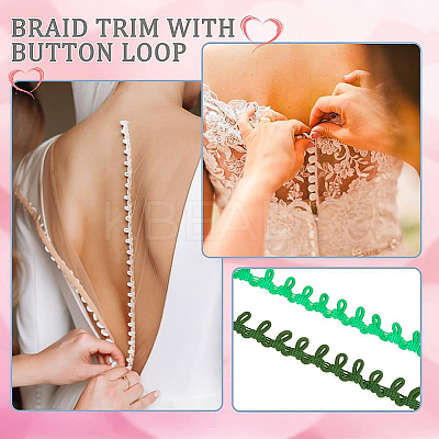 20 Yards 10 Colors Chinlon Braid Trims with Elastic Button Loops SRIB-BC0001-04-1