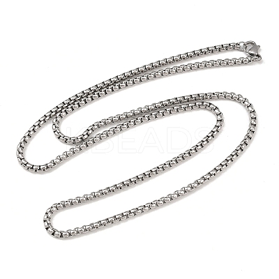 Tarnish Resistant Trendy Men's 201 Stainless Steel Box Chain Necklaces NJEW-L043A-46P-1