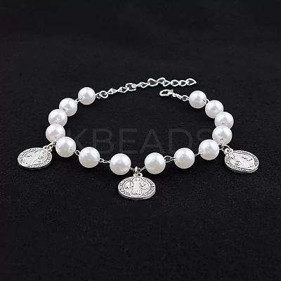 Iron Flat Round with Saint Benedict Charm Bracelets HP3576-1