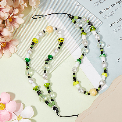 2Pcs Resin Beaded Mobile Phone Lanyard Wrist Strap HJEW-GF0001-47A-1