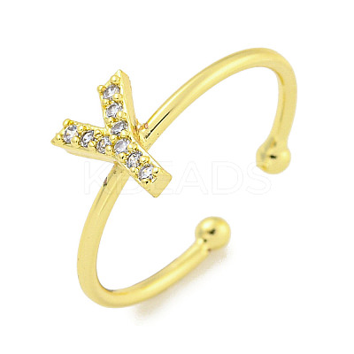 Rack Plating Brass Open Cuff Rings for Women RJEW-F162-02G-Y-1
