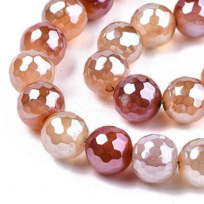 Electroplate Natural Agate Beads Strands G-T131-55-02-1