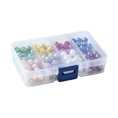 160Pcs 8 Colors Electroplate Opaque Glass Beads Strands GLAA-FS0001-74-1
