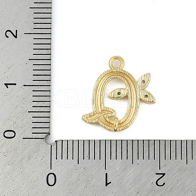 Brass Crystal Rhinestone Letter Links Connector Charms KK-S395-06G-Q-1