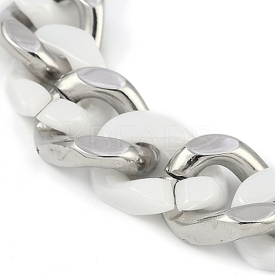 304 Stainless Steel Ceramics Cuban Link Chain Bracelets for Men BJEW-B102-02P-01-1