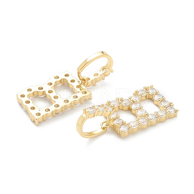Brass Micro Pave Clear Cubic Zirconia Pendants ZIRC-J039-18G-B-1