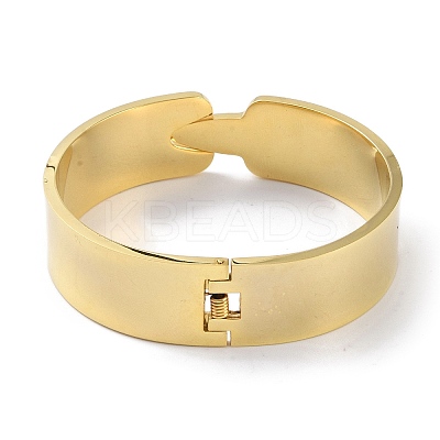 PVD Vacuum Plating Word Love 304 Stainless Steel wide Hinged Bangles BJEW-G700-05G-1