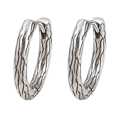 316 Surgical Stainless Textured Hoop Earrings EJEW-C160-10A-AS-1