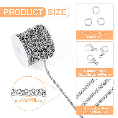 DIY 304 Stainless Steel Cable Chain Bracelets/Neckalaces Making Kits DIY-TA0011-27A-1