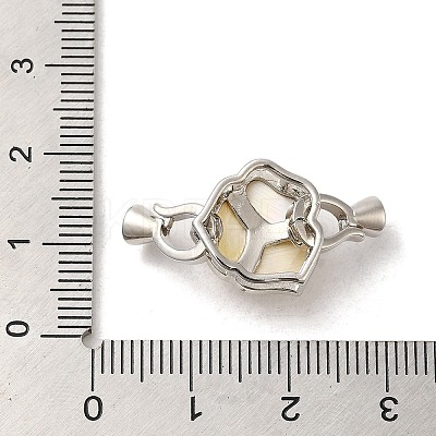 Brass Fold Over Clasps with Shell KK-M270-22P-1