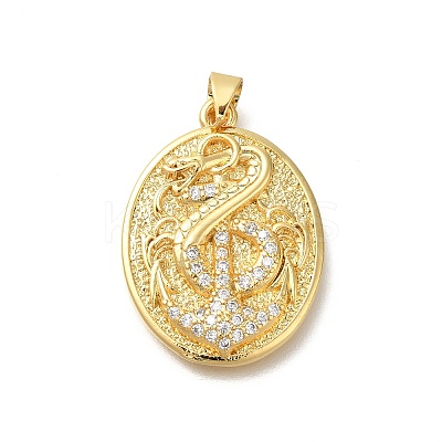 Rack Plating Brass Micro Pave Cubic Zirconia Pendants KK-Z086-67G-01-1