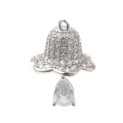 Rack Plating Brass Pave Cubic Zirconia Pendants KK-R150-02P-1