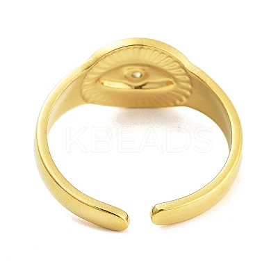 Real 18K Gold Plated 304 Stainless Steel Open Cuff Rings for Women RJEW-B061-01G-02-1