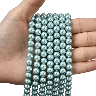 Eco-Friendly Dyed Glass Pearl Round Beads Strands HY-A002-8mm-RB106-1