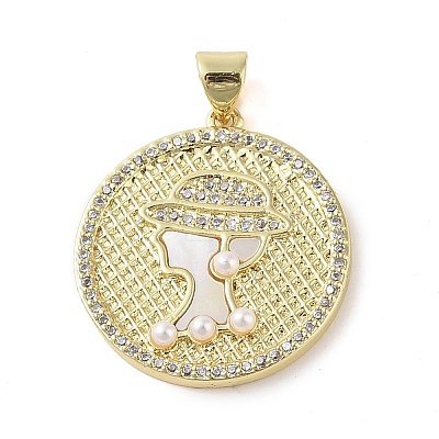 Brass Micro Pave Clear Cubic Zirconia Pendants KK-Q813-11A-G-1