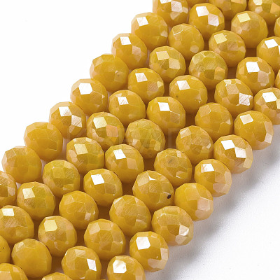 Electroplate Glass Beads Strands EGLA-T025-01B-1