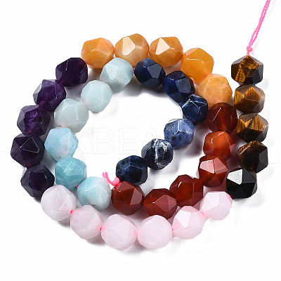 Chakra Theme Natural Tiger Eye & Rose Quartz & Amethyst & Topaz Jade & Red Agate & Amazonite & Sodalite Beads Strands LS-G-S376-002C-1