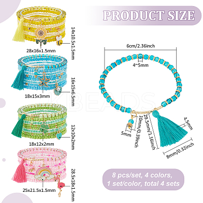 32Pcs 32 Style Glass Seed Beaded Stretch Bracelets Set BJEW-BC0001-08-1