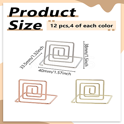 12Pcs 3 Colors Carbon Steel Place Card Holders AJEW-LP0010-24-1