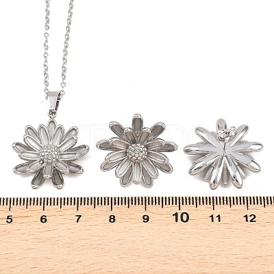 304 Stainless Steel Pendant Necklaces & Stud Earrings Set for Women SJEW-G086-01P-1