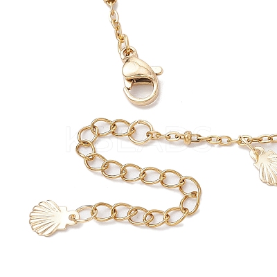 Summer Beach 304 Stainless Steel Shell Shaped Charm Anklets for Women AJEW-AN00658-1