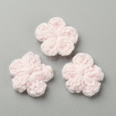 Peach Blossom Handmade Crochet Cotton Ornament Accessories AJEW-WH0326-53F-1
