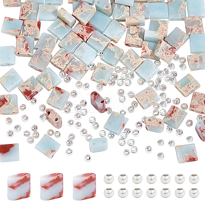 1 Strand Rectangle Synthetic Aqua Terra Jasper Beads Strands G-NB0005-58-1