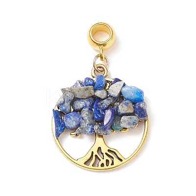 Natural Lapis Lazuli European Dangle Charms PALLOY-JF01786-03-1