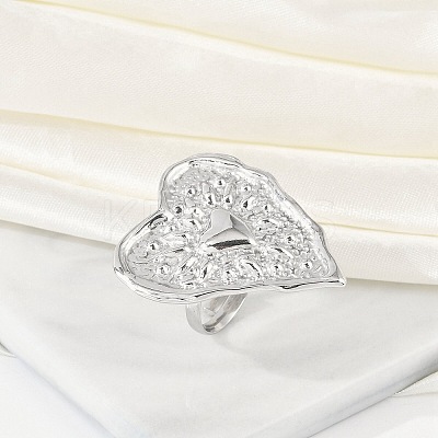 Anti-Tarnish 304 Stainless Steel Heart Open Cuff Rings RJEW-M047-08P-1