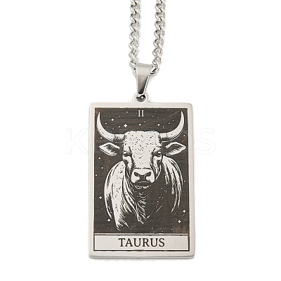 Non-Tarnish 304 Stainless Steel Tarot Pendant Necklaces NJEW-A026-01P-02-1