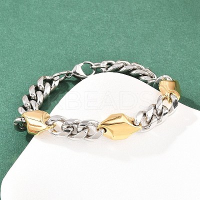 304 Stainless Steel Rhombus Cuban Link Chain Bracelets for Men Women BJEW-G766-07A-1