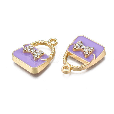 Rack Plating Alloy Enamel Pendants ENAM-T011-129G-1