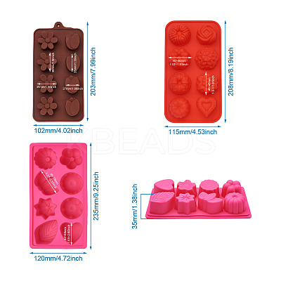 3Pcs 3 Colors Fondant Molds DIY-BG0001-17-1