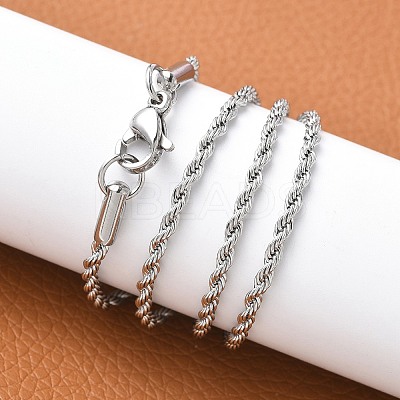 Tarnish Resistant 304 Stainless Steel Rope Chain Necklaces STAS-M174-008P-A-1