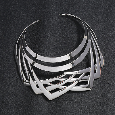 Iron Geometric Multi-Layer Cuff Statement Necklaces for Women WG85588-02-1
