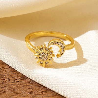 Brass Micro Pave Clear Cubic Zirconia Cuff Open Rings for Couple WG75937-03-1